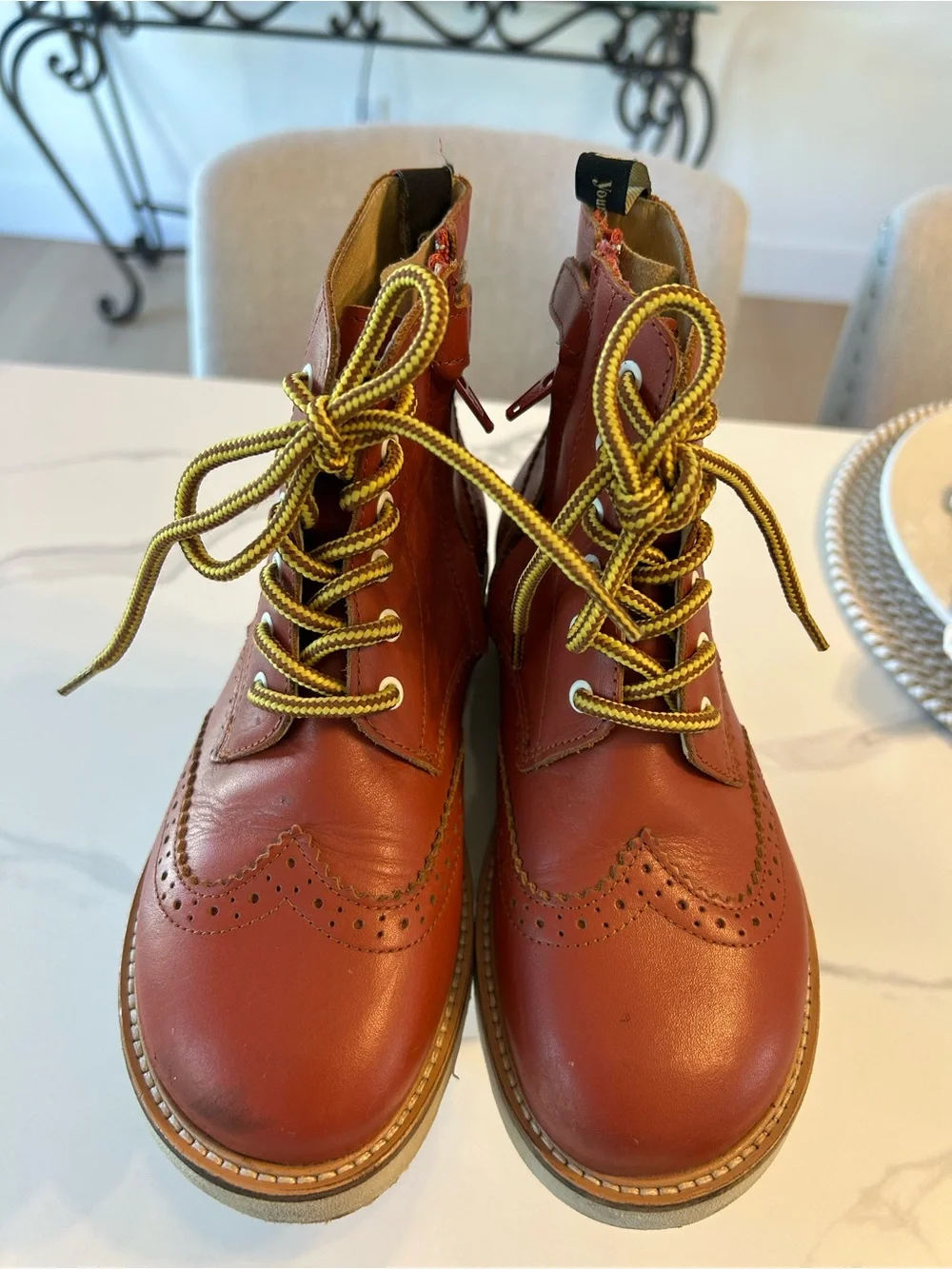 Young Soles “Sidney”Leather Lace-Up Boots. Made in Portugal Sz 33 Kids